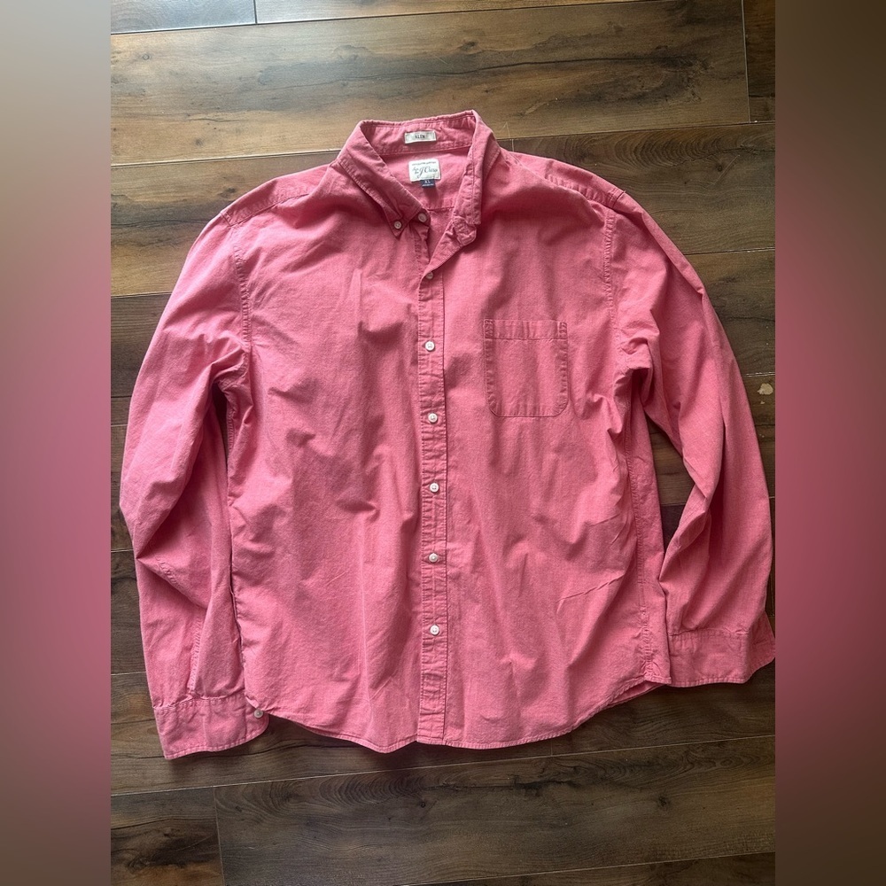 J.Crew Slim Fit Oxford Button Down Shirt Pink Preppy Classic XL